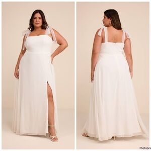 NWOT Lulu’s Radiant Romance White Tie Strap Maxi Dress Bridal $118 2X